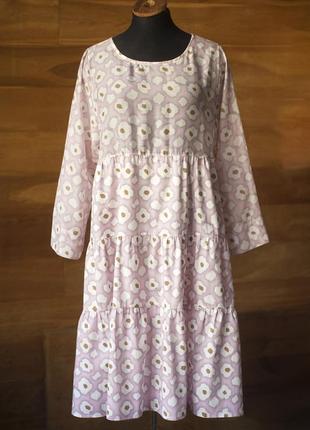 Розовое шелковое котоновое платье миди женское whyci milano, размер s