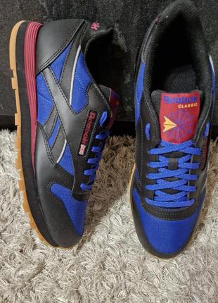 Оригинальный кроссовки reebok classic leather black/blue gy0211 р.43eur.