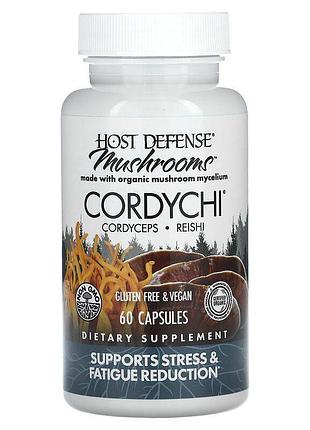 Кордицепс и рейши, cordychi, fungi perfecti host defense, снижение стресса и усталости, 60 вегетарианских