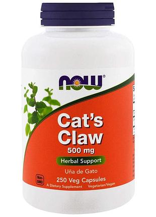 Кошачий коготь (cat's claw), now foods, 500 мг, 250 вегетарианских капсул