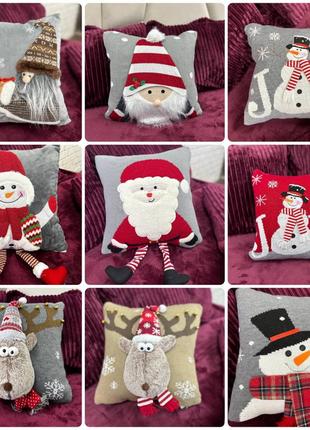Подушка декоративная новогодняя 45*45 см ☃️🎅, подушка холофайбер, подушка велюрова