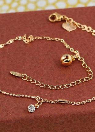 Браслет xuping jewelry на ногу ланцюгове асорті 24 см 1 мм домішка ланцюга 5 см золотистий