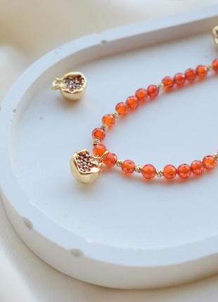 Чокер из циркона с подвеской граната, гранатовое украшение на шею