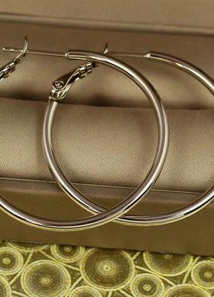 Сережки кільця xuping jewelry гладкі 4 см сріблясті