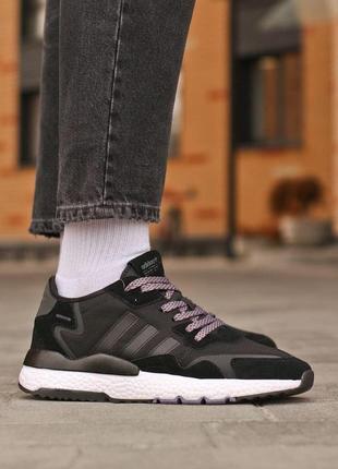 Чоловічі кросівки adidas nite jogger black white 41-42-43-44-45