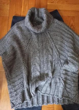 Вовняний кейп панчо, накидка оверсайз massimo dutti