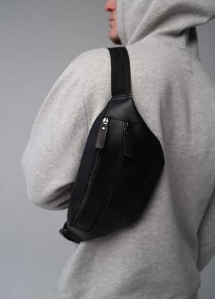 Чоловіча сумка-бананка чорна, сумка на пояс (чорна)