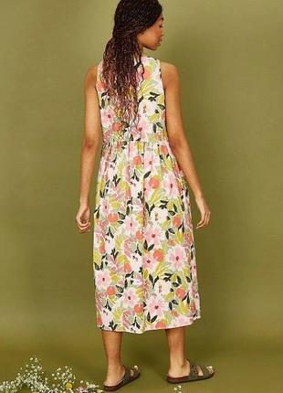 Яскраве плаття сарафан міді р. 14 в квітковий принт, натуральна тканина, сукня2 фото