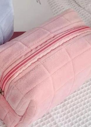 Косметичка бархатная teddy на молнии (18 см*10 см) розовый