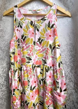 Яскраве плаття сарафан міді р. 14 в квітковий принт, натуральна тканина, сукня5 фото