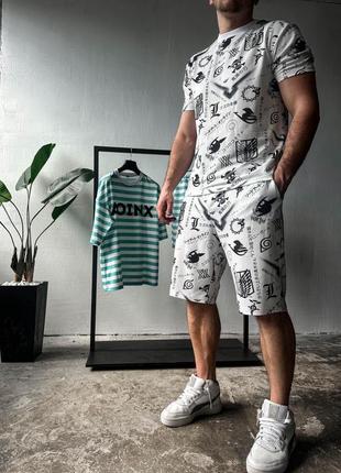 Чоловічий літній костюм футболка з шортами преміум якості9 фото
