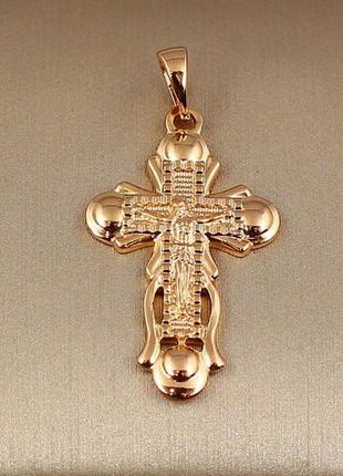 Крестик xuping jewelry широкий с распятьем 3 см золотистый