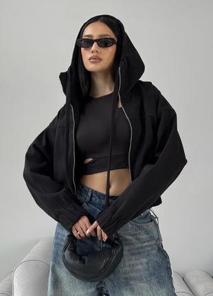 Куртка-бомбер jadone fashion банні xs-s чорна
