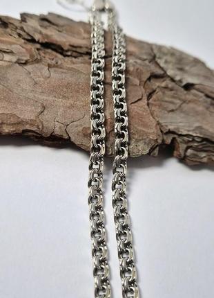 Срібний чорнений ланцюжок ланцюг бісмарк плоский 50 см срібло 925 проби чорнений 18.65г 6015
