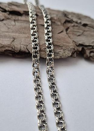 Срібний чорнений ланцюжок ланцюг бісмарк плоский 60 см 16.86г срібло 925 проби чорнений 6015