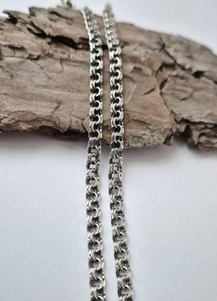 Срібний чорнений ланцюжок ланцюг бісмарк плоский 50 см срібло 925 проби чорнений 13.79г 6015