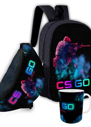 Набір дитячий контр-страйк cs go "counter-strike" рюкзак, сумка-бананка, кружка