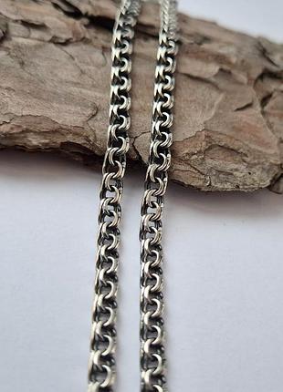 Срібний чорнений ланцюжок ланцюг бісмарк плоский 55 см срібло 925 проби чорнений 14.24г 6015