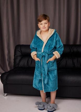 Халат махровий дитячий для хлопчика від 6 до 14 років