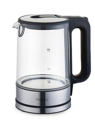 Электрочайник стеклянный metec - 1,7л черный