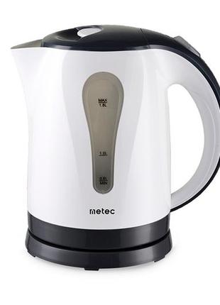 Електрочайник пластиковий metec — 1,8 л біло-чорний
