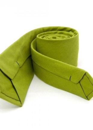 Вузька краватка 150х5,5 см handmade оливкова (2000001410769)2 фото