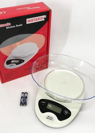 Весы кухонные matarix mx-404 электронные с чашей кухонные до 7 кг кухонные весы для взвешивания