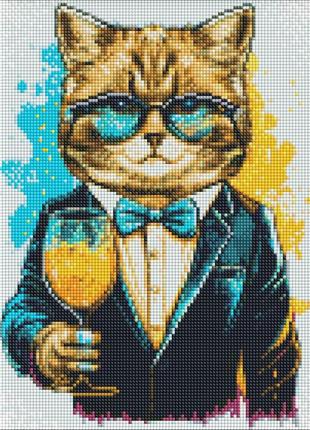 Алмазна мозаїка "містер кіт" 30х40 см ідейка різнобарвний (2000002687979)
