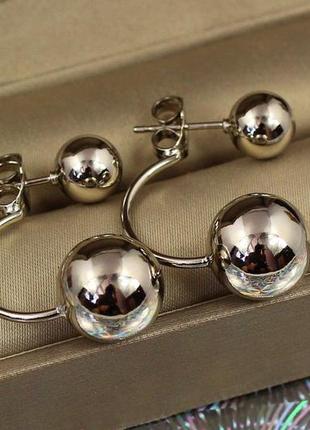 Серьги  xuping jewelry матрешки шарики 3 см серебристые