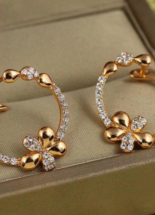 Серьги xuping jewelry скобочки батерфляй 2.3 см золотистые2 фото