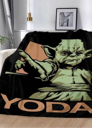 Плед покрывало полуторное yoda   160х200  черное плюш-велюр