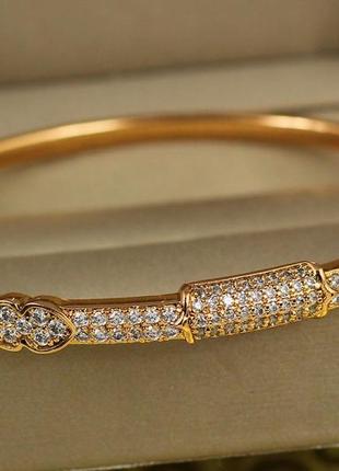Браслет бенгл xuping jewelry козир 60 мм 6 мм на руку від 17 см до 19 см золотистий