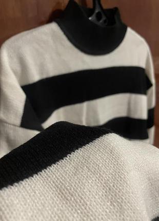Кофта h&amp;m divided в полоску, стильный полоскатый свитер черно-белый3 фото