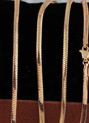 Ланцюг медичне золото xuping jewelry снейк об'ємний 45 см 3 мм золотистий