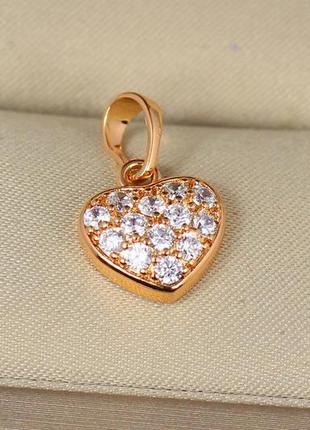 Кулон медичне золото xuping jewelry серце з камінням в обідку без ланцюга