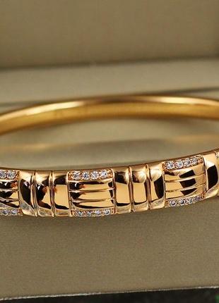 Браслет бэнгл  xuping jewelry габион 57 мм 8 мм на руку от 16 см до 18 см золотистый