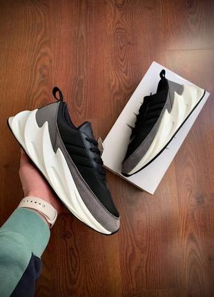 Кроссовки мужские adidas shark black &amp; gray &amp; white👟