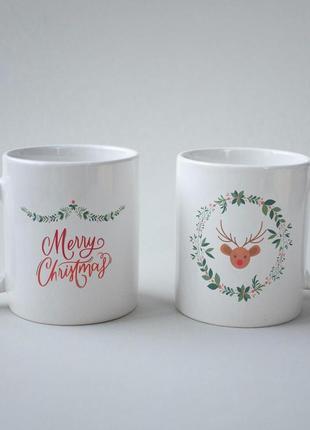 Кружка з принтом "merry christmas" 330 мл біла|швидка доставка|