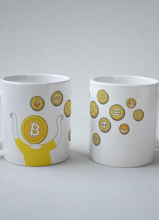 Кружка з принтом "криптовалюта" 330 мл біла|швидка доставка|