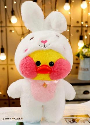 Плюшевая утка лалафанфан 🏪totalbazaar🏪 в костюме зайчика 30 см. плюшевая мягкая игрушка утка lalafanfan|швидка