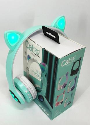 Беспроводные наушники с кошачьими ушками и rgb подсветкой cat vzv 23m. цвет: зеленый|швидка доставка|