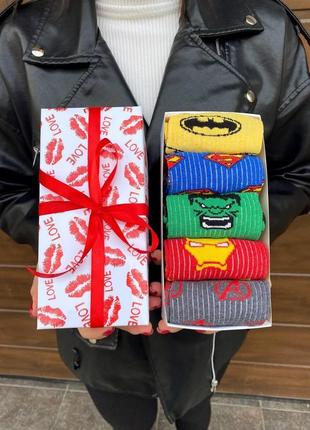 Набір жіночих шкарпеток 36-41 5 пар з мультяшним малюнком у подарунковій коробці|швидка доставка|