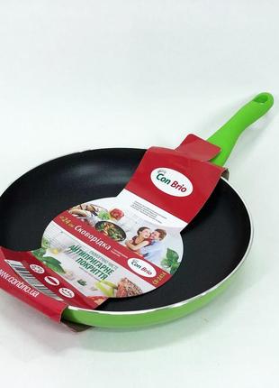Сковорода антипригарная con brio 24 см св-2414, сковорода с толстым дном. цвет: зеленый|швидка доставка|