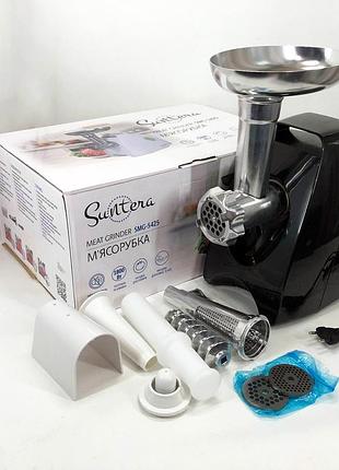 Мясорубка suntera smg-5425b, электрическая мясорубка с насадками, электромясорубка для шинковки|швидка
