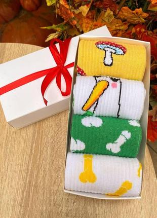 Бокс жіночих високих шкарпеток 36-41 на 4 пари у подарунковій коробці|швидка доставка|