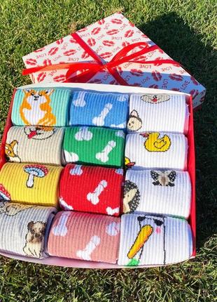 Подарунковий набір жіночих шкарпеток на 12 пар 36-41 р|швидка доставка|