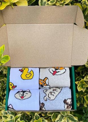 Бокс жіночих високих шкарпеток 36-41 на 4 пари весна-осінь|швидка доставка|