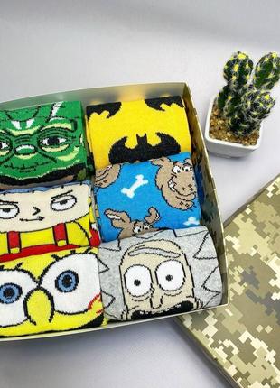 Бокс жіночих мультяшних шкарпеток 36-41 на 6 пар у подарунковій коробці|швидка доставка|