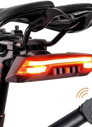 Велофонарь 0118-a9 с указанием поворотов (red+yellow), waterproof, зу type-c, пульт управления|швидка