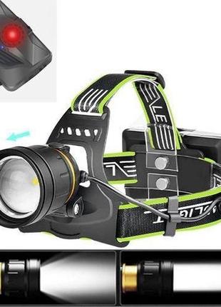 Налобный фонарик bailong bl-a12-3-p90, 3+1 режим, алюминий, водостойкий, ударостойкий, аккум 3*18650|швидка